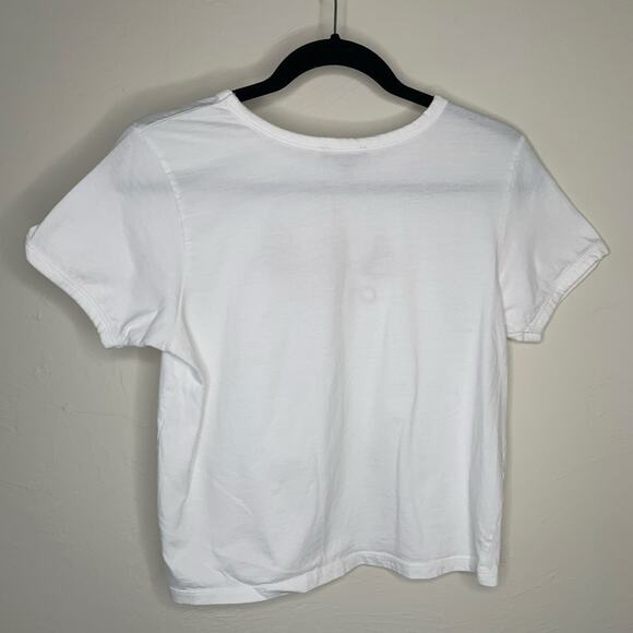 Chicago Pizza Embroidered Crop Top White Red Sz Small 100% cotton - Picture 2 of 5